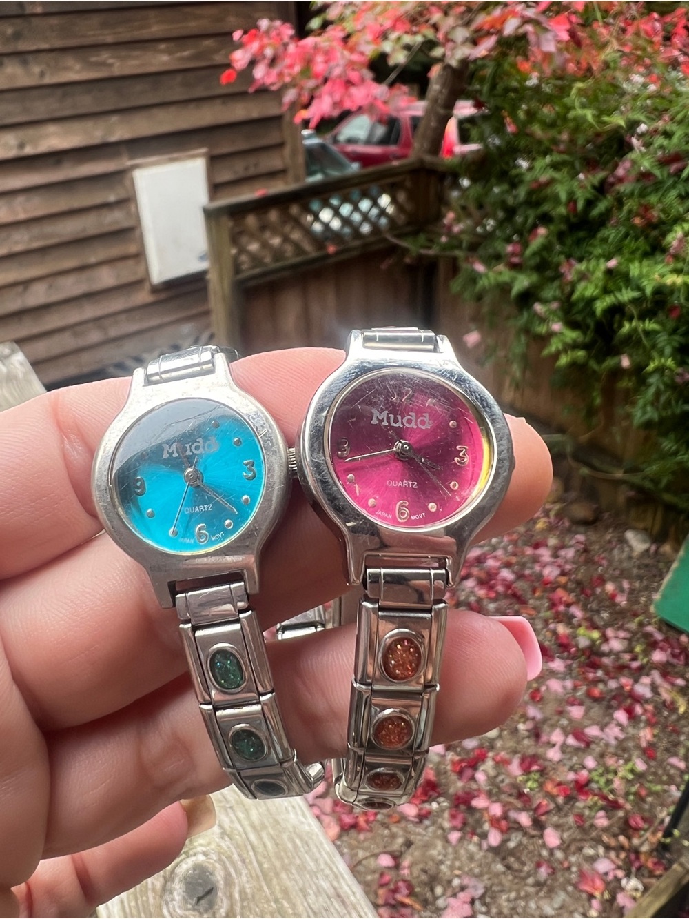 Women’s watch pink and blue silver bands lot of 2